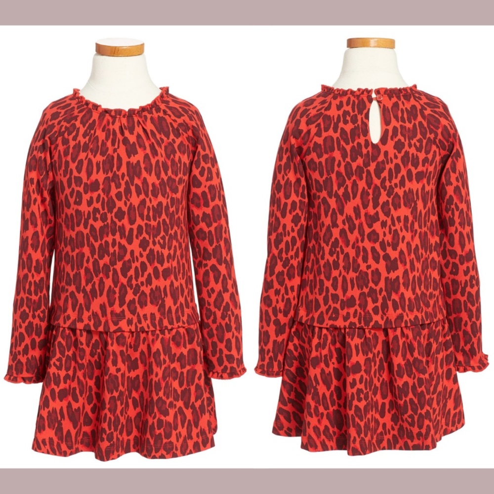 NWT $88 kate spade [ Girl's 10Y ] Cheetah‎ Print Drop Waist Ruffle Dress